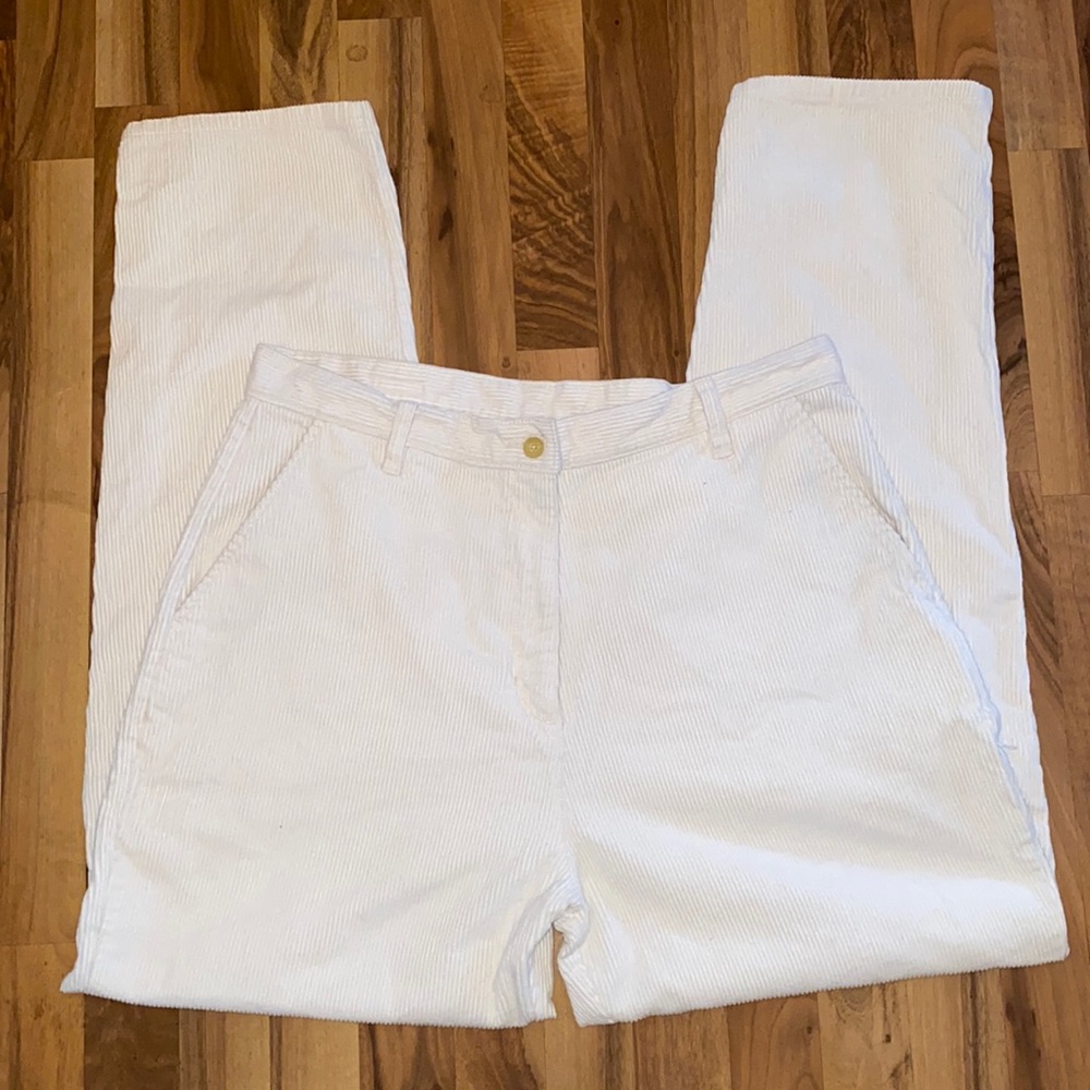 Woolrich Size 16 Ecru(Ivory) 100% Cotton Corduroy High Waist Pants-Size 16